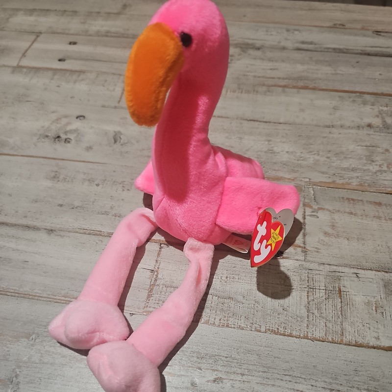 1995 Ty Beanie Baby Pinky the Flamingo, Has a stamp number 209