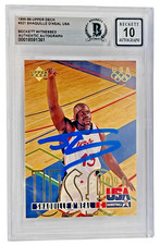 Shaquille O'Neal Signed 1995-96 Upper Deck USA #321 BAS Slabbed Auto Grade 10