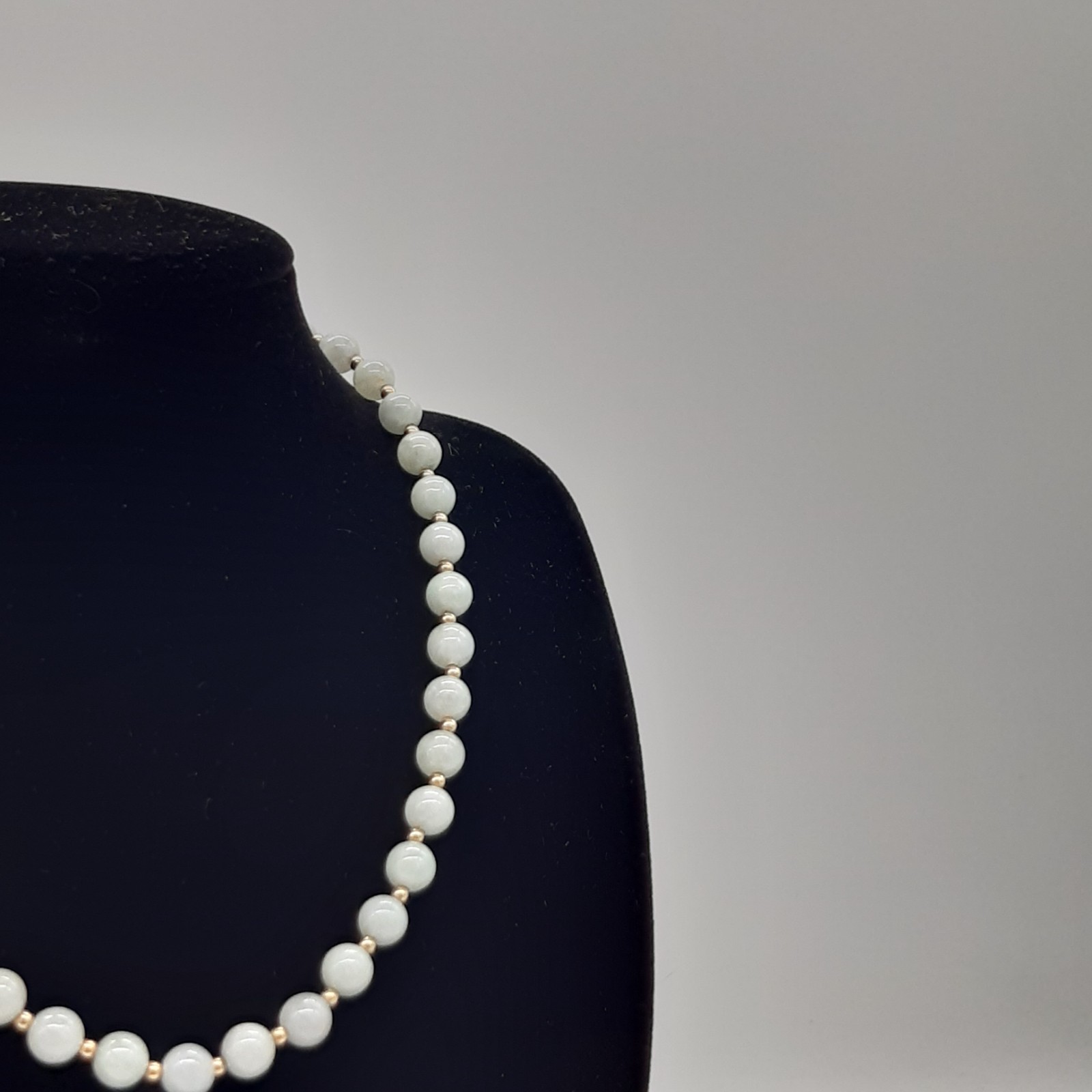 Genuine Green Jadeite Bead Necklace with 14K Yellow Gold Clasp - Fine Jewelry image 3