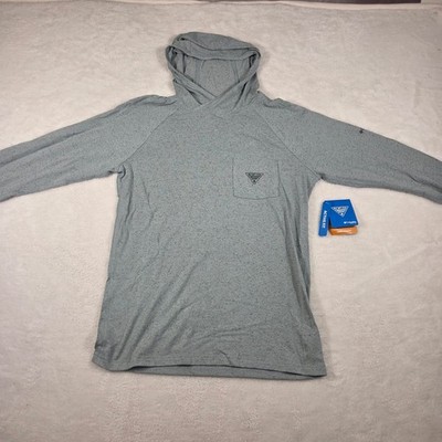 Columbia PFG Men's Light Blue Speckled LS Sun Hoodie Active Fit ''SHADE'' Sz S