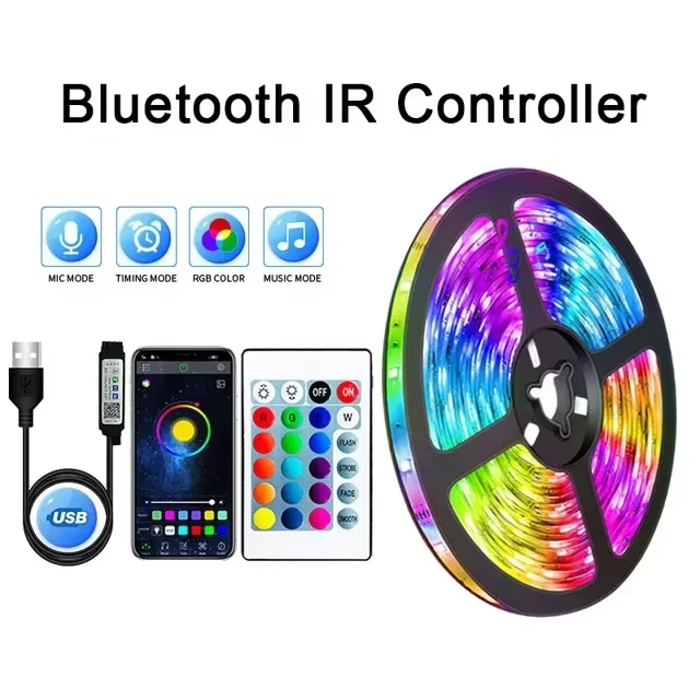 RGB 5050 led Streifen Licht leiste USB Tuya WiFi APP IR Controller Steuerung Set - Bild 3 von 4