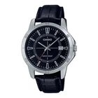 Casio Men’s Black Leather Watch with Black Dial - MTP-V004L-1CUDF