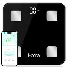 iHome Digital Bluetooth Smart Scale for Body One Size, Black
