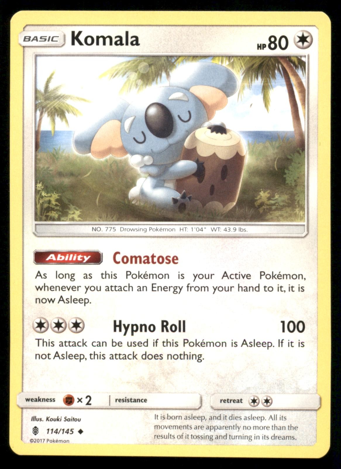 Komala 114/145 Uncommon Guardians Rising Pokemon Moderately Played
