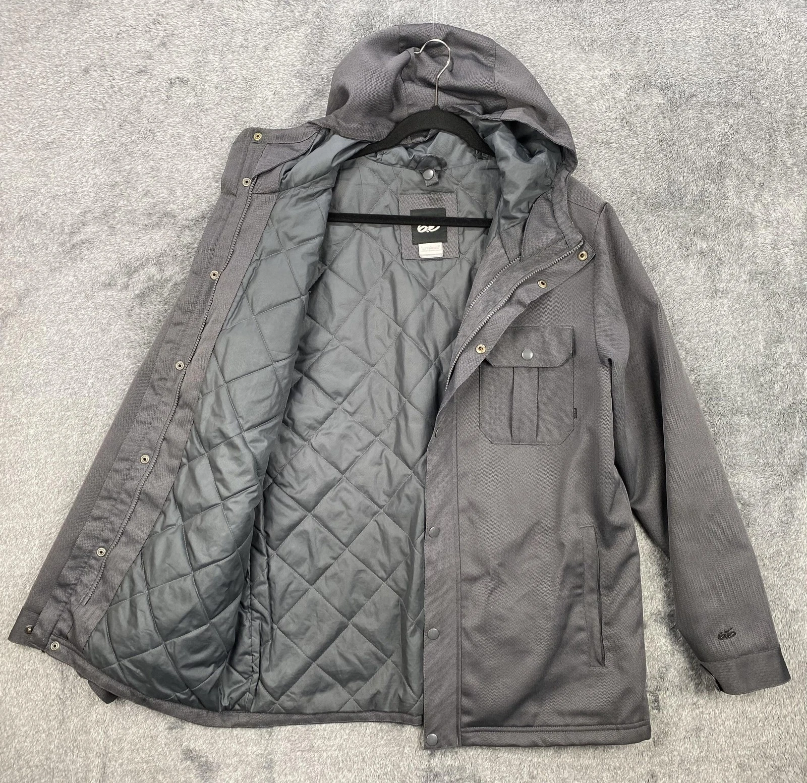 Nike 6.0 Jacket Mens Small Gray Hooded Quilted Insulated Herringbone Parka Zip