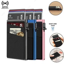 RFID Blocking Minimalist Wallet - Slim Aluminum Metal Card Holder Anti-Theft Cas