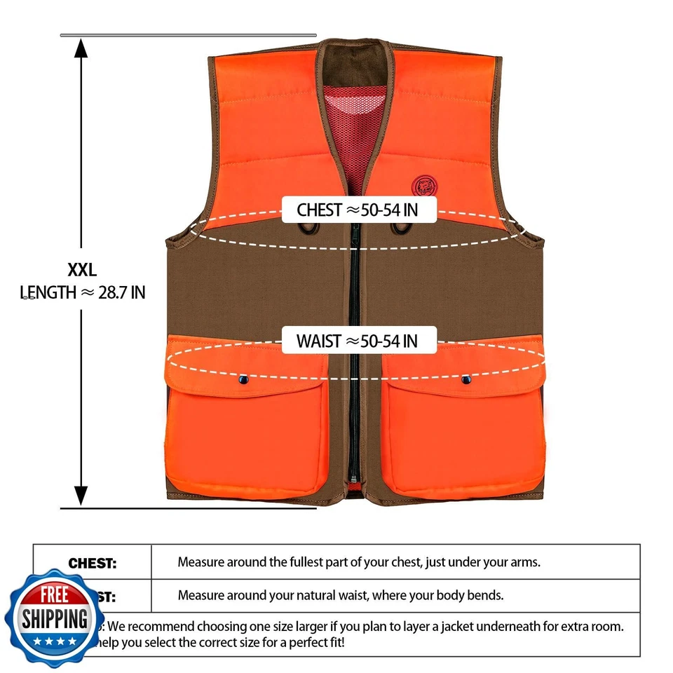 TKLoop Upland Hunting Vest with Multi Pockets Brown/Orange Upland Game Field - Image 2 of 4