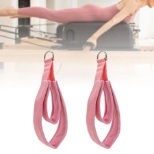 2 Pilates Straps for Reformer Home Gym Waist Back Leg Pink
