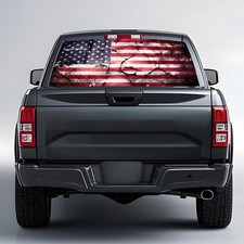 American Flag Truck Rear Window Decal 65x17.3 in Customizable Design
