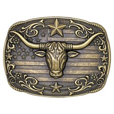 SANSTHS Western Belt Buckle for Men Women, Cowgirl Standard, Bronze Bull