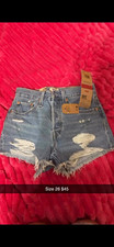 Levi's 501 Women's High Rise Denim Cut Off Shorts Blue Medium Wash 26"