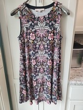 NEW Ann Taylor Loft Floral A Line Dress Size 2 Sleeveless Pink Blue Knit Stretch