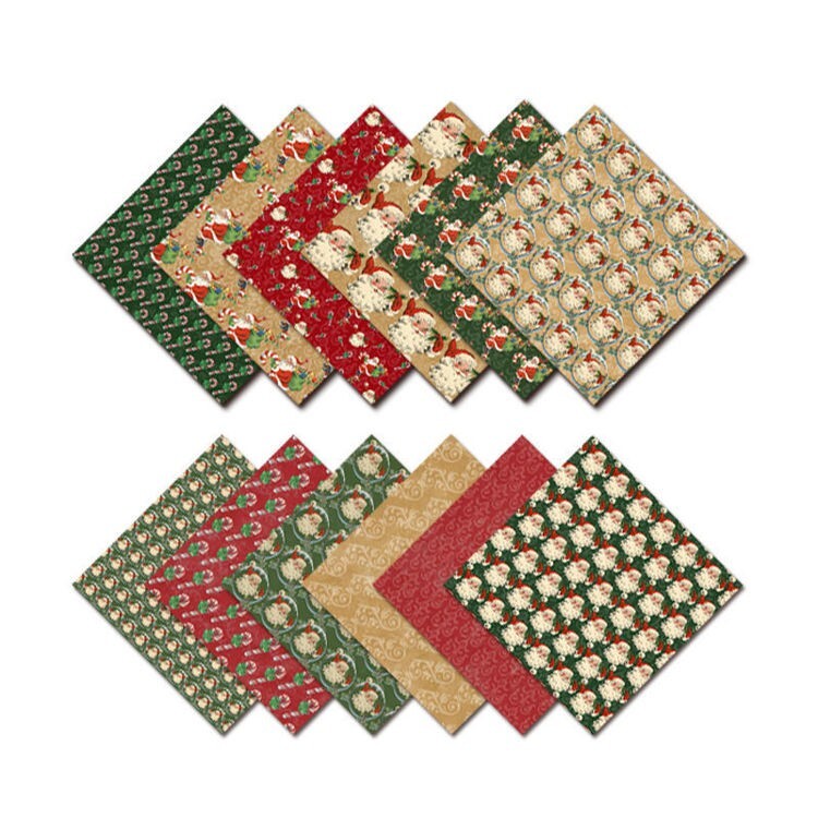 24 Sheets, 12 Designs Santa Merry Christmas Decorative Acid Free