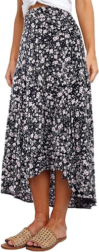 Neu mit Etikett LARGE Ditzy Blumenrock Midi Boho elastischer hochtaillierter Rock A-Linie lang - Bild 4 von 4