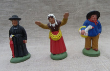 3 SANTONS DE PROVENCE ESCOFFIER ANCIENS - CURÉ, FEMME RAVIE, HOMME À L'OIE