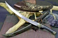 High Quality Mongolian Sabre Sharp Folded Steel Blade Sword Cavalry Ebony Sheath