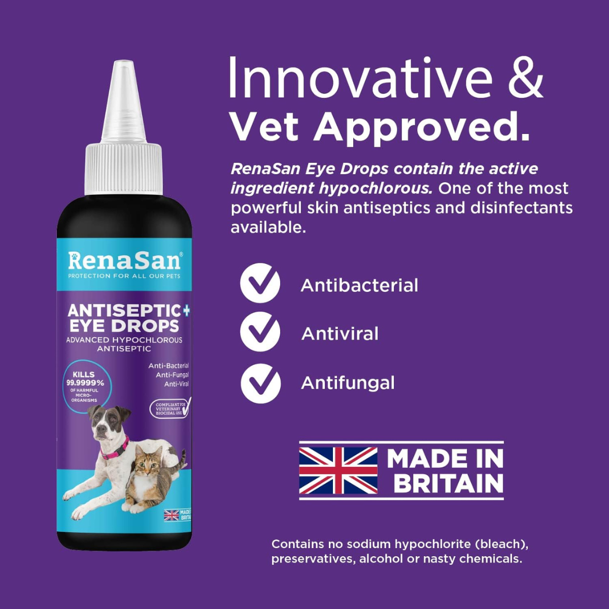 RenaSan Antiseptic Eye Drops For Dogs,Cat Reptiles Livestock Non