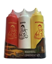 NEW Vintage Style Mustard Ketchup Mayo Roadhouse Diner Condiment Squeeze Bottles