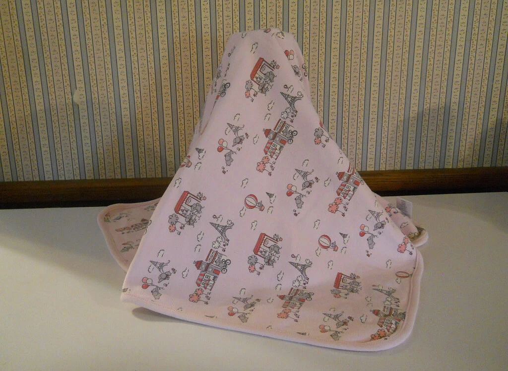 Gymboree pink 2 ply baby blanket elephants Eiffel Tower Paris HTF T