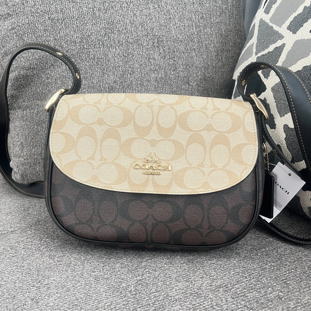 Coach Macie Saddle Bag in Blocked Signature Canvas