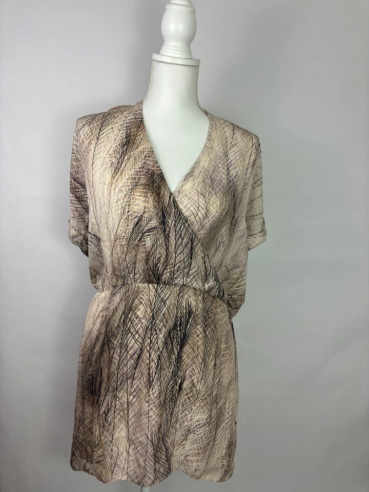 Rare Haute Hippie Peacock Floral Silk Wrap Dress L - Image 2 of 4