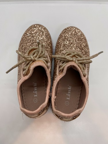 Link Lace up Rose Gold Glitter Fashion Sneaker Little Kid Girl Size 11 - Picture 5 of 5