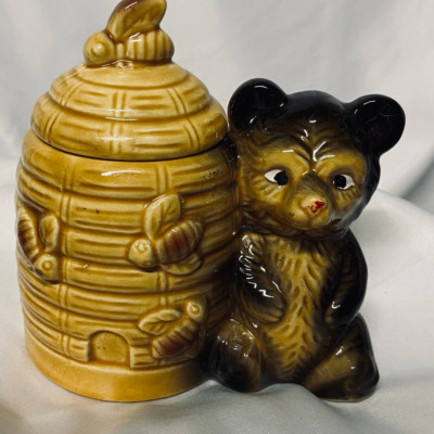 Honey Bear Bee Hive Honey Jar Made in Japan 