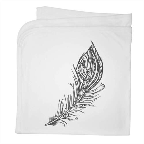 'Ornate Feather' Cotton Baby Blanket / Shawl (BY00000729) - Afbeelding 1 van 2