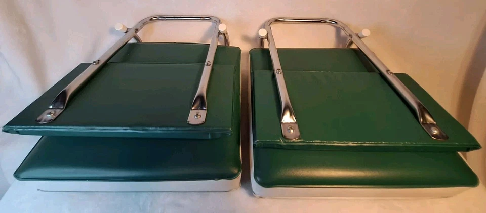 TIEMPO DE JUEGO!!! - Juego de asientos de barco de estadio blanqueador acolchado plegable vintage - verde Foto 2 de 4