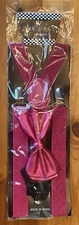 Hot Pink Sparkly Suspenders And Bow Tie NEW COOOL
