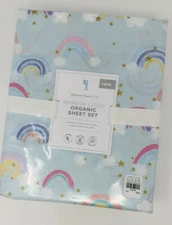 Pottery Barn Kids Rainbow Cloud Organic sheet set twin Size NWT