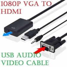 Image of VGA To HDMI Converter 1080P HD Adapter With Audio Cable For HDTV PC Laptop TV UK