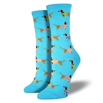 Socksmith Neuheit Haute Wurst Hund Druck Damen blau Baumwolle Crew UK 3-8 Socken