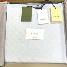 GUCCI GG Baby Kids Blanket 100 Wool White Light Blue Square 84 84cm GG Monogram