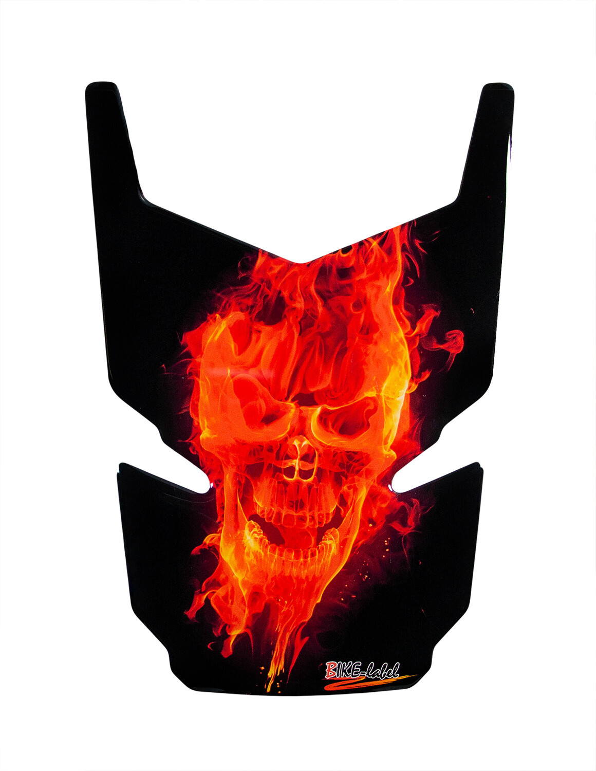 Motorcycle 3D sticker tank pad skull flames orange red paint protection: shap...