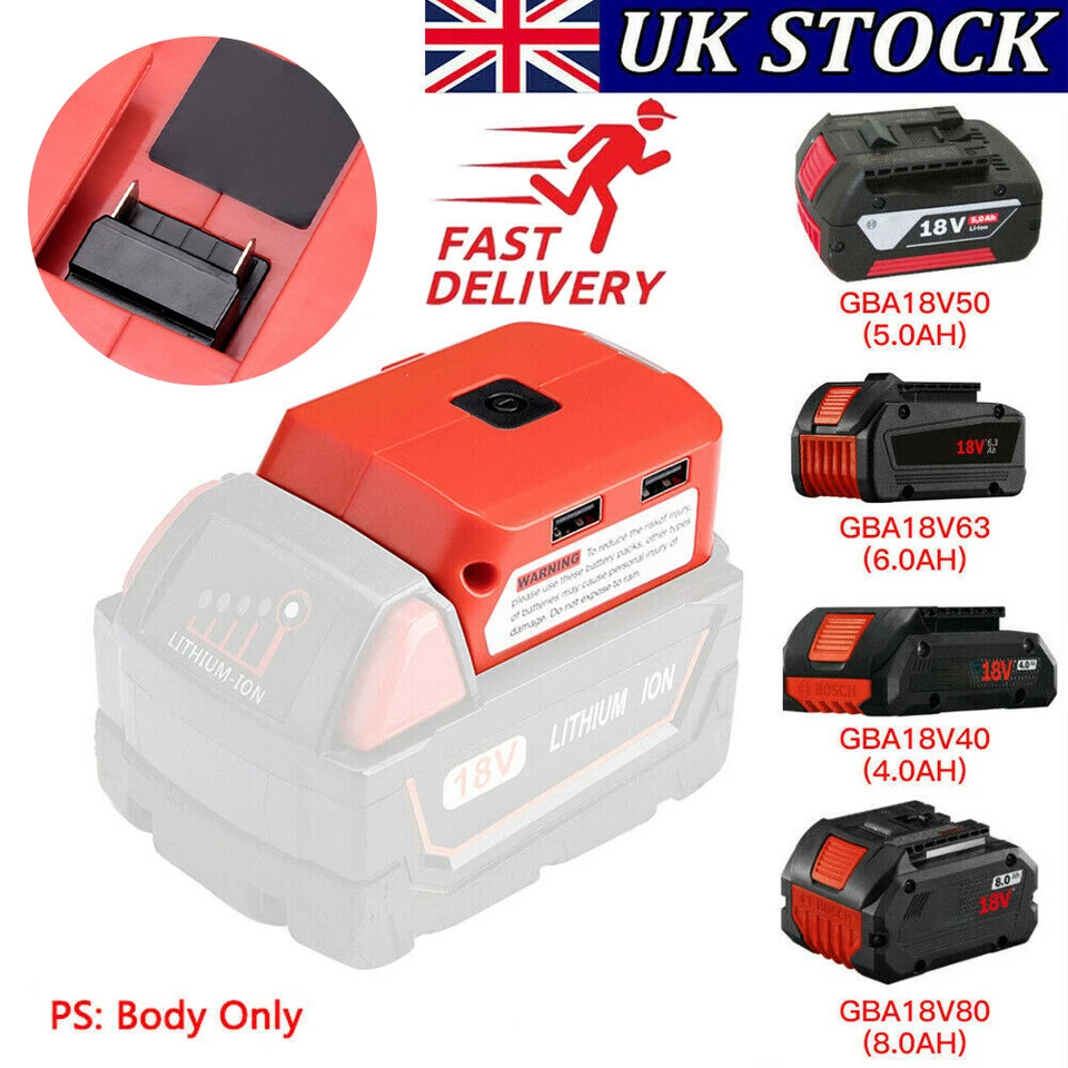 For Milwaukee 18V-20V Dual USB Ports Phone Charger Li-ion Battery Adapter NEW