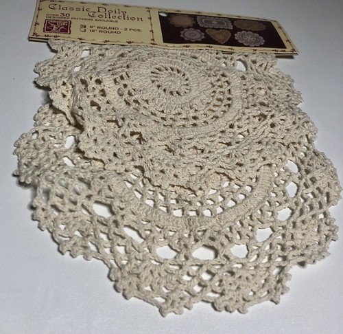 American Crafts Classic Doily Collection 8” Round White & Antique White NOS - Picture 8 of 8