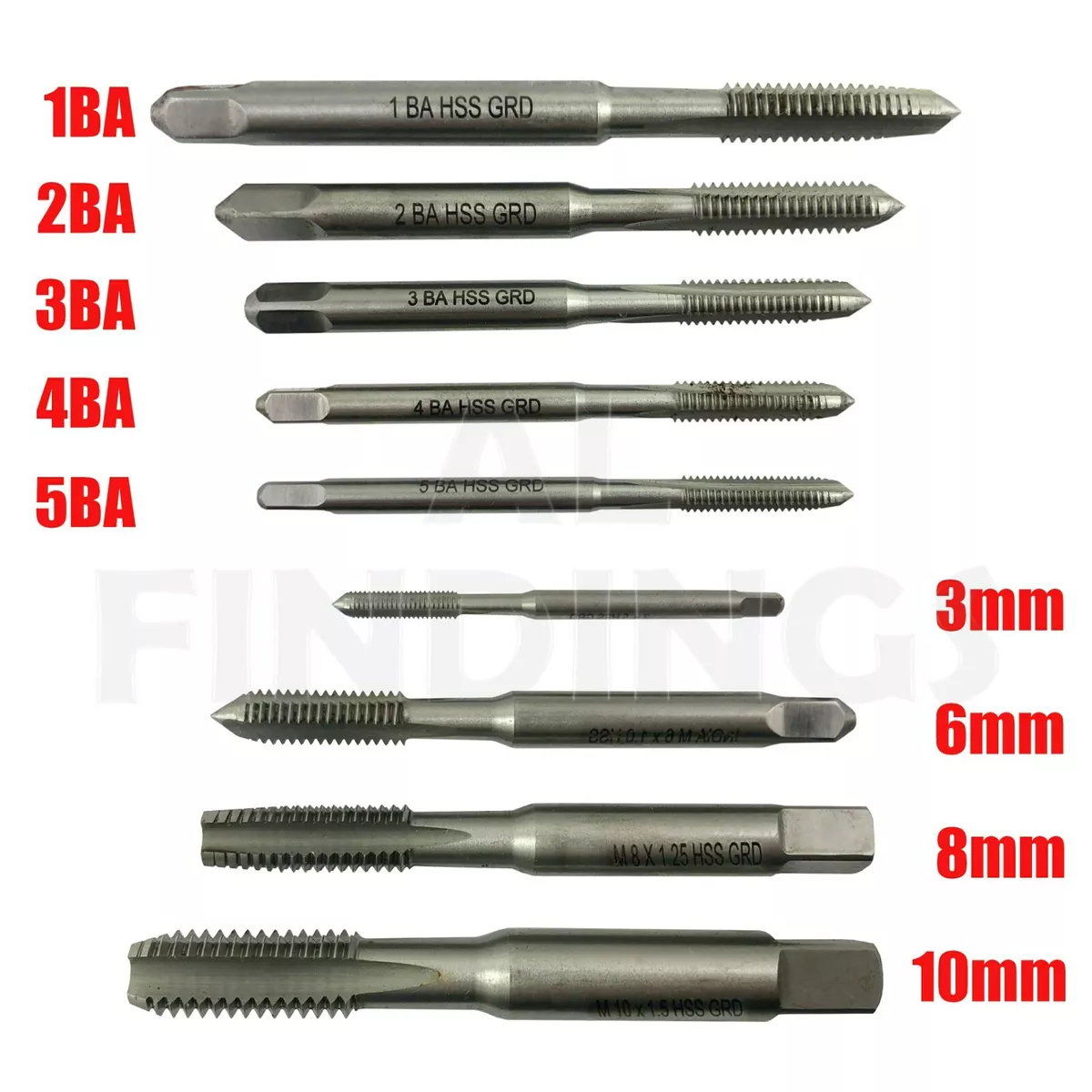 HSS Tap Set Metric BA or mm Hand Machine x 3 Pieces Taper Plug