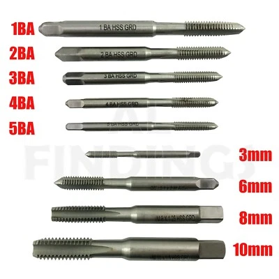 HSS Tap Set Metric BA or mm Hand/Machine x 3 Pieces - Taper Plug Bottom Imperial