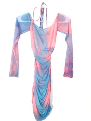 Women dress cotton candy color crisscross back long sleeve short | eBay