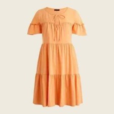J.Crew Orange Flutter Sleeve V-Neck Mini Sundress S EUC Cotton Dress Summer