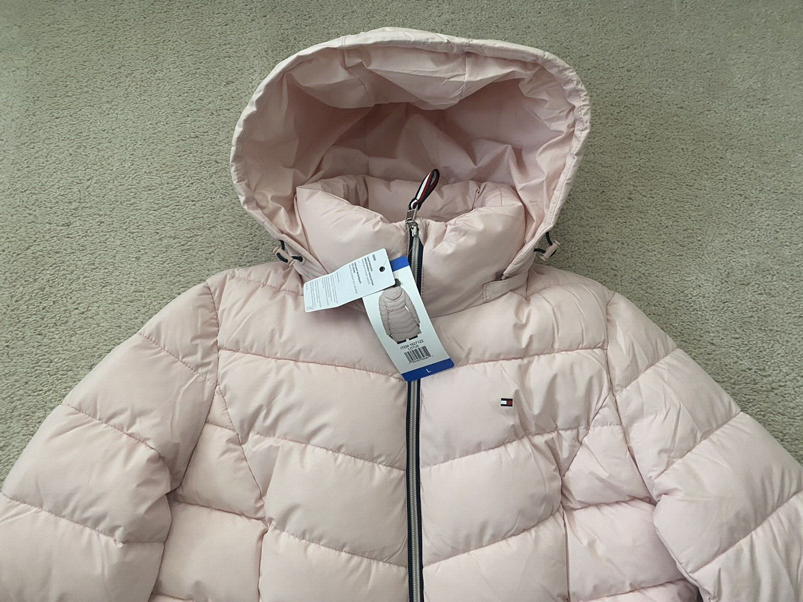 NWT Tommy Hilfiger Ladies' Belted Puffer Pink  Jacket  Size L image 8
