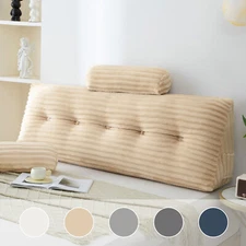 Wedge Headboard Pillow Triangle Cushion Sofa Waist Support with Neck Roll Pillow