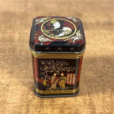 VTG Tin Box Storage Red Black Chinese Tea Herbs Medicine Spices