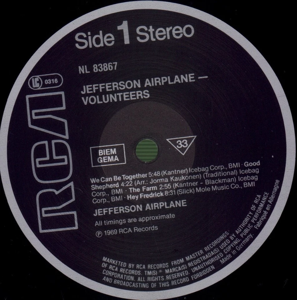 Jefferson Airplane Volunteers LP vinyl Germany Rca reissue LP in barcoded sleeve - Image 3 of 4