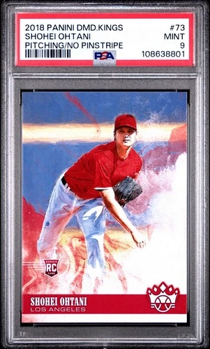 2018 Diamond Kings Shohei Ohtani #73 Pitching/No Pinstripe RC Rookie PSA 9