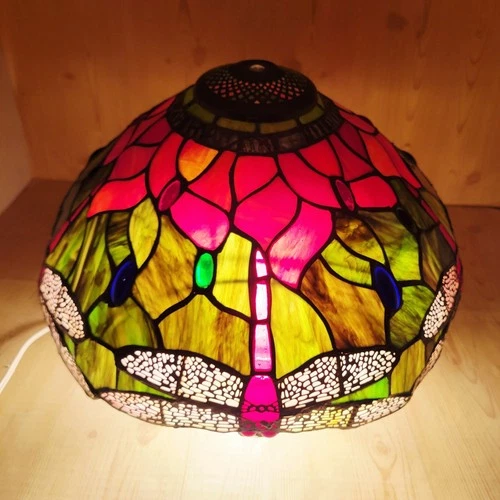 Dragonfly Tiffany Style Stained Glass Lamp Shade Only MISSING ONE EYE