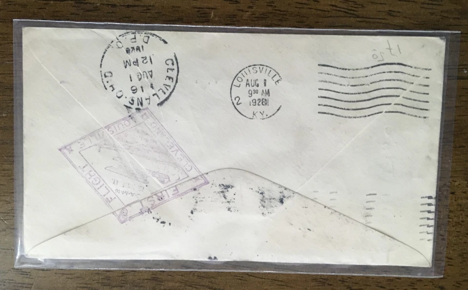 1928 Cleveland Ohio a Louisville KY Primer Vuelo Cubierta 8c Correo Aéreo C4 Foto 2 de 2