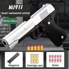 Mini 1911 Shell-Ejecting Toy Pistol   Continuous Soft Bullet Blaster Black 