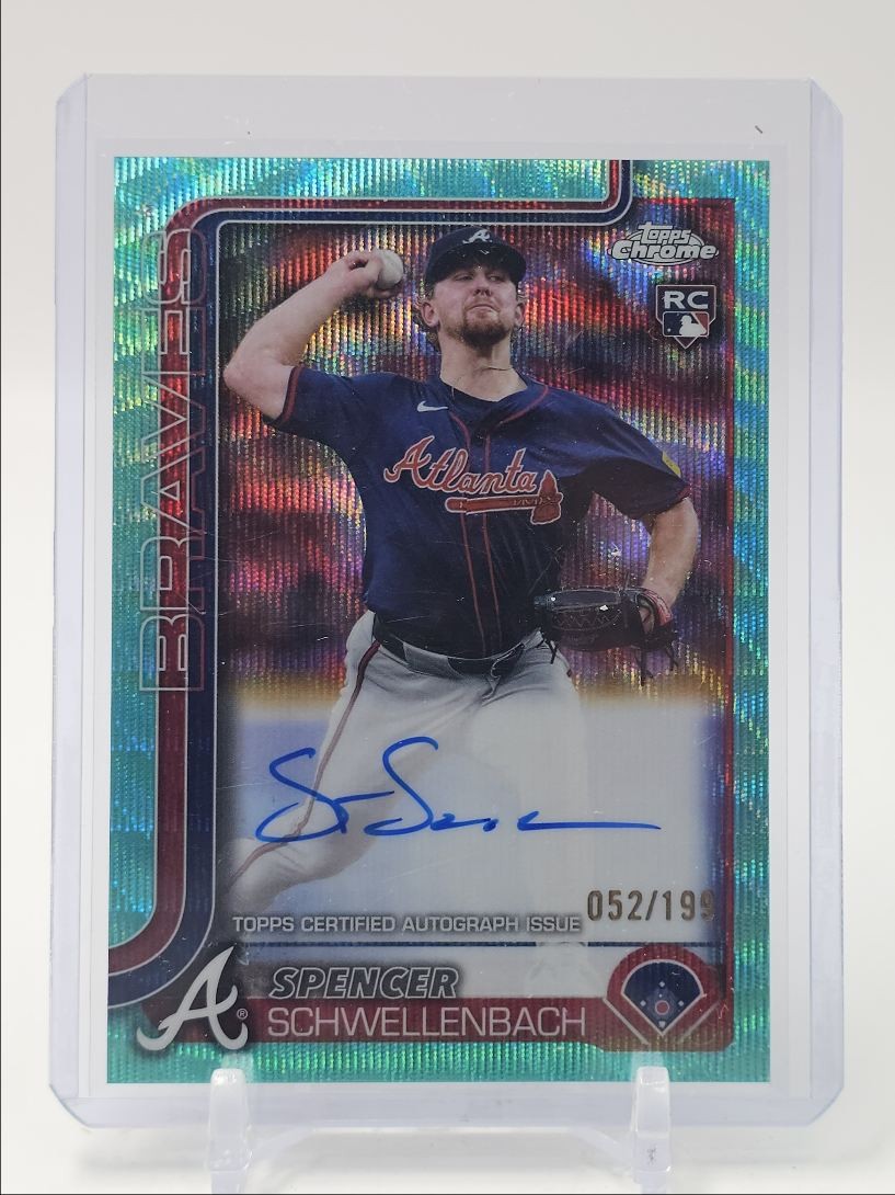 SPENCER SCHWELLENBACH 2025 TOPPS CHROME ROOKIE AQUA WAVE RC AUTO /199 Q2491